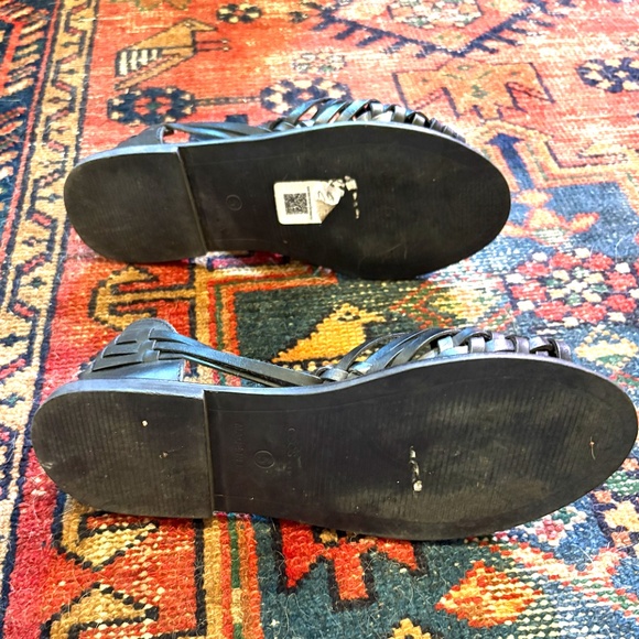 ASOS DESIGN Francis Leather Woven Flat Sandals Black Size 7 - Picture 5 of 7